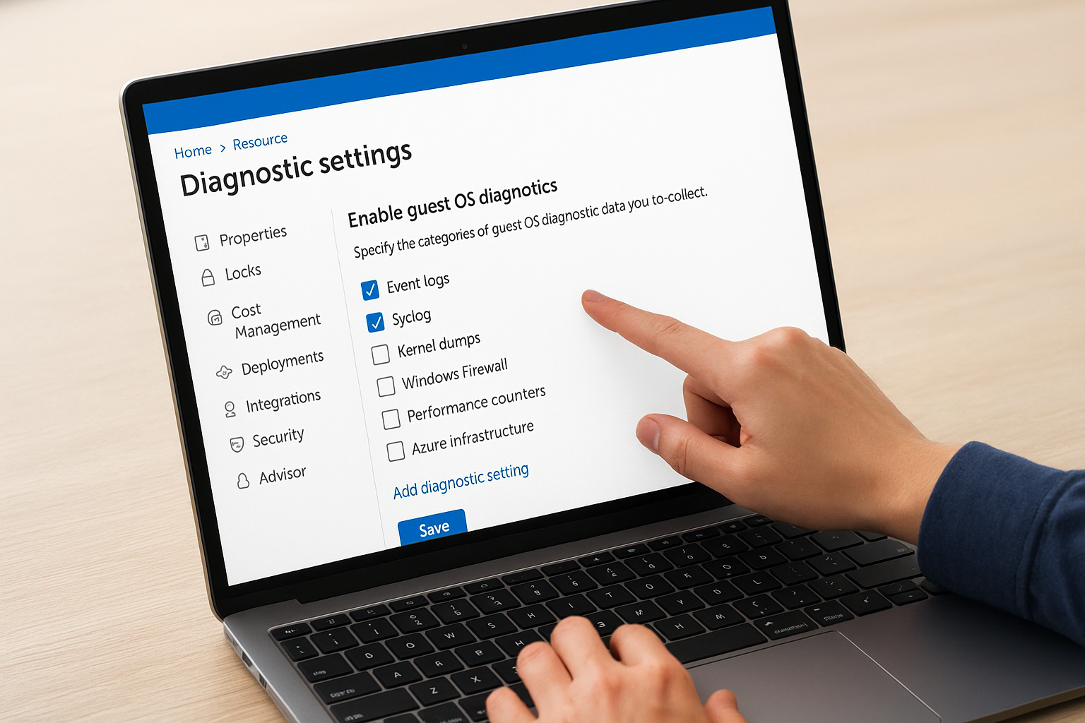 Enable diagnostic settings