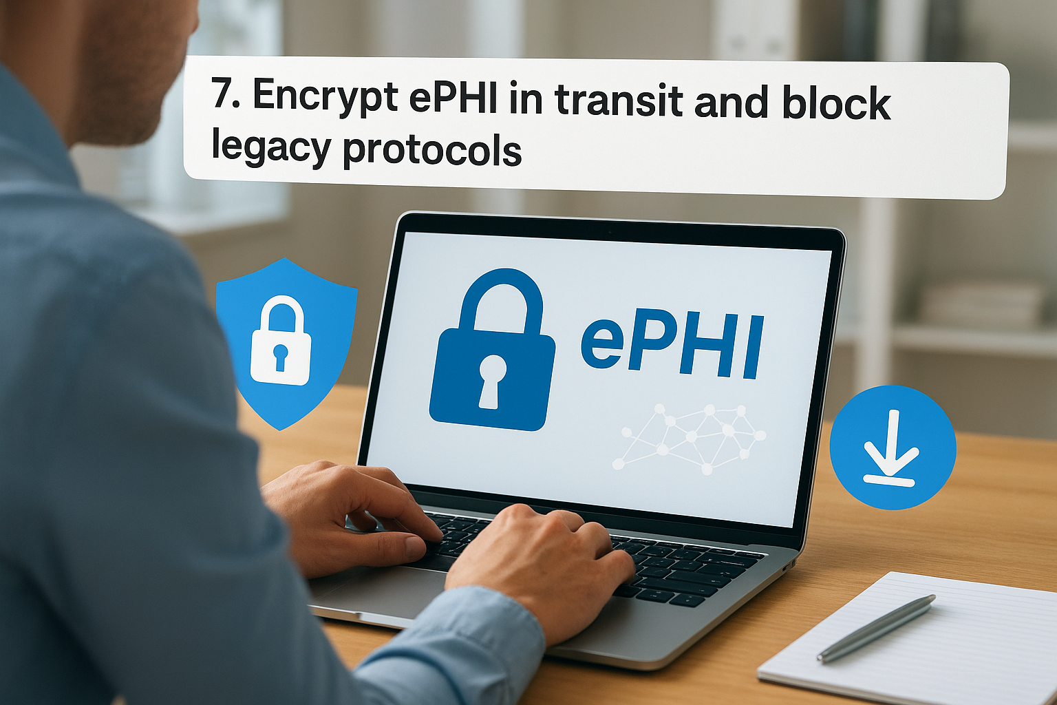 7. Encrypt ePHI in transit and block legacy protocols