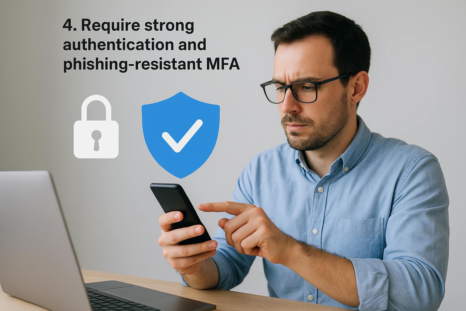 4. Require strong authentication and phishing-resistant MFA