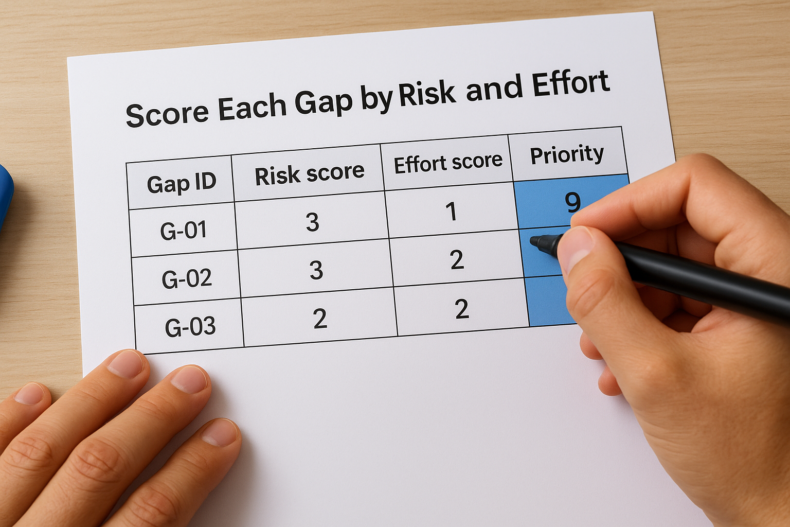Score Each Gap by Risk and Effort