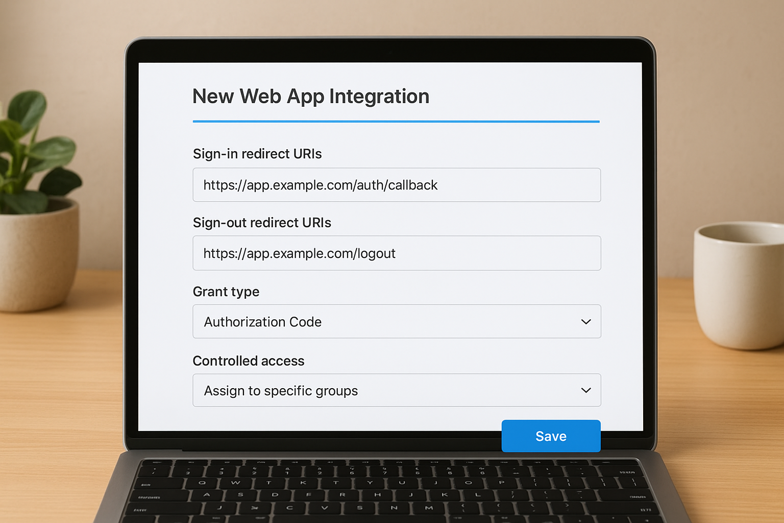 Fill in the OIDC app settings