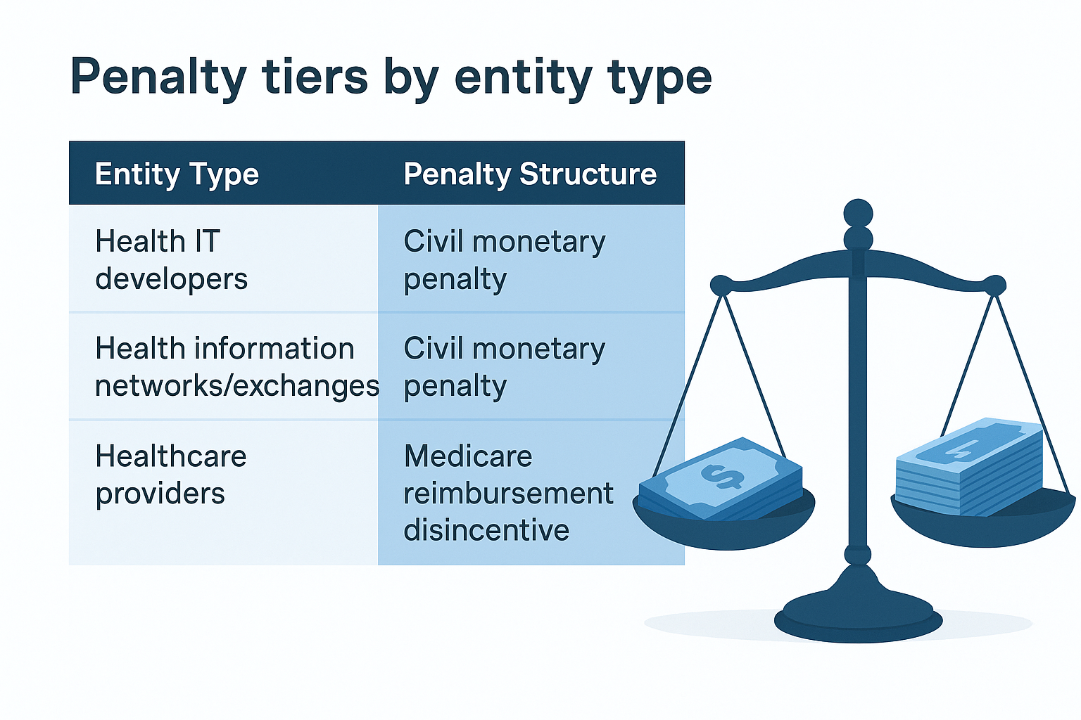 Penalty tiers by entity type