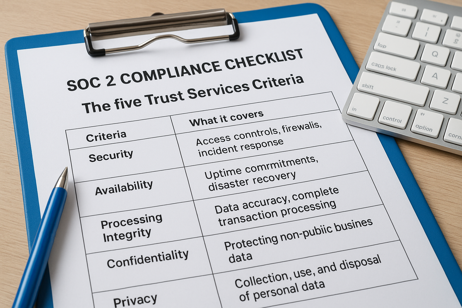 The five Trust Services Criteria