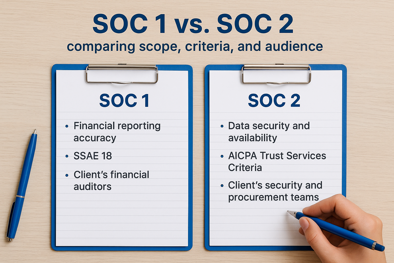 SOC 1 vs. SOC 2: comparing scope, criteria, and audience