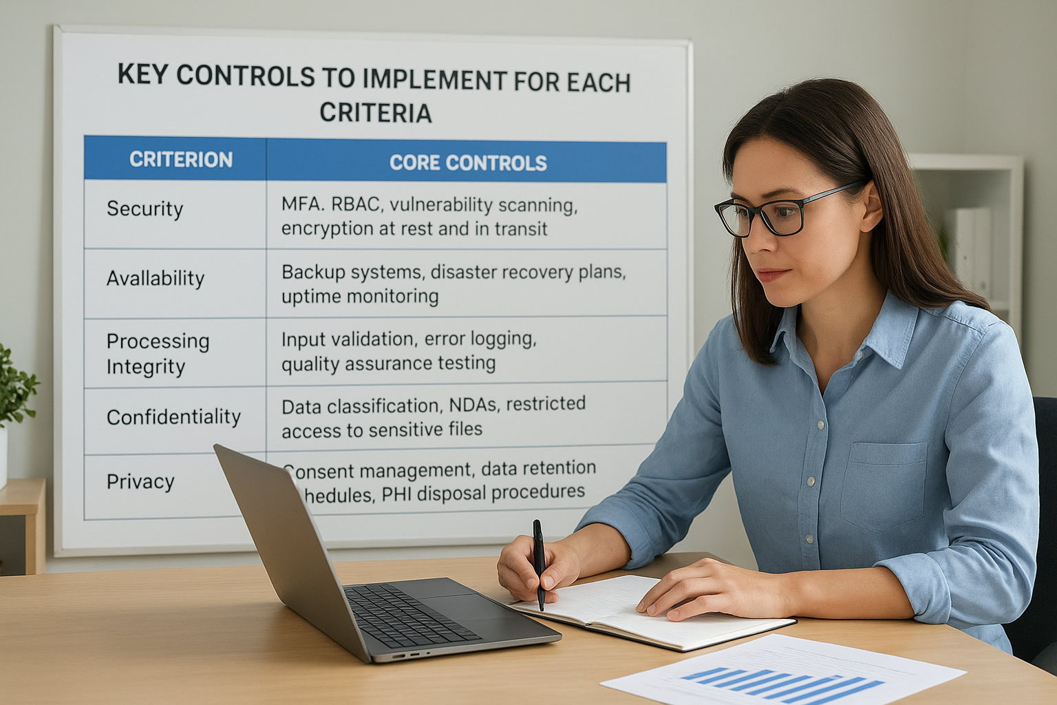 Key controls to implement for each criteria