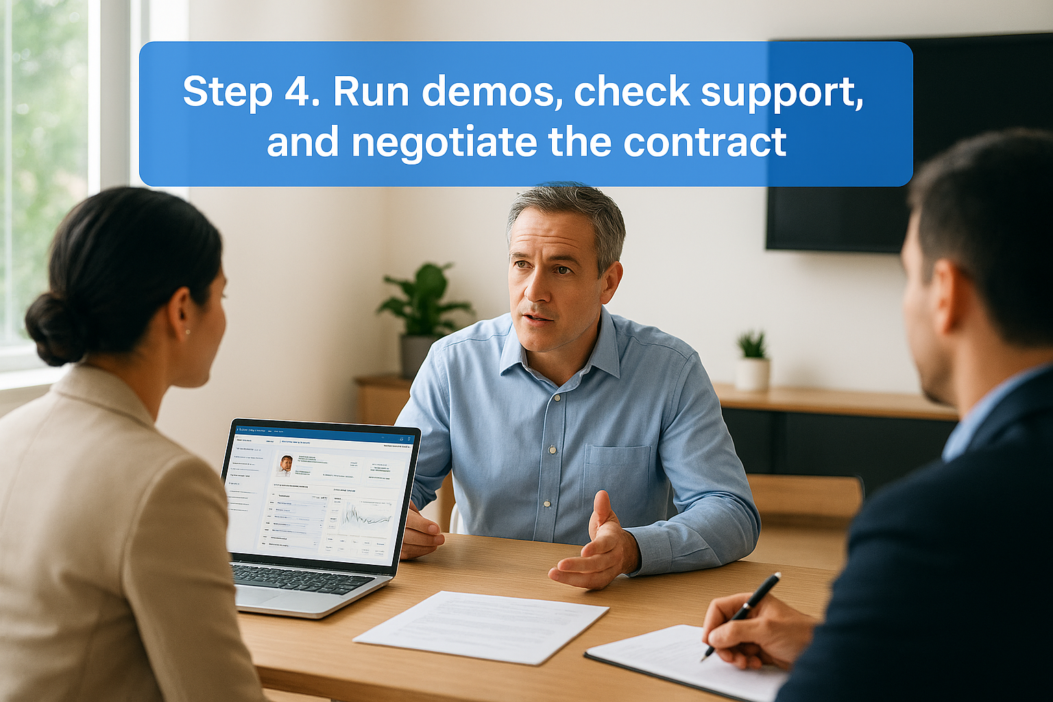 Step 4. Run demos, check support, and negotiate the contract