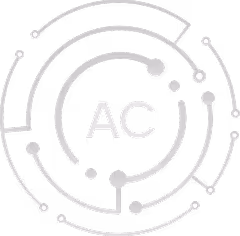 Abstract circular circuit design with the letters A and C in the center.