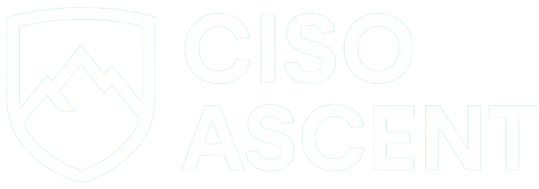 CISO Ascent logo featuring a shield with mountain peaks inside next to bold text.