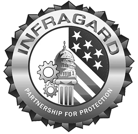 Infragard emblem featuring the U.S. Capitol, gears, and stars with stripes in a circular badge reading Partnership for Protection.
