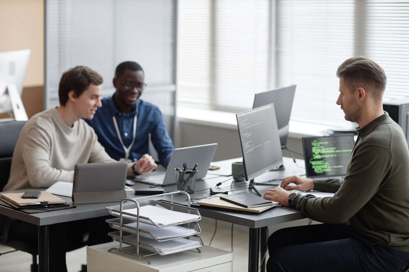 Security engineers working in an operations room