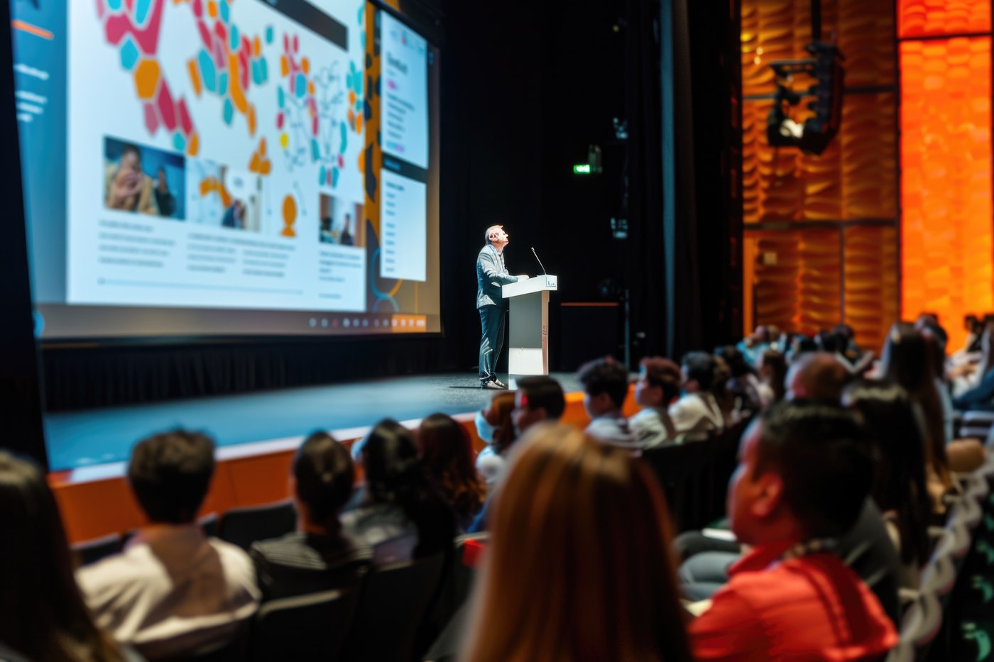A speaker addressing an audience of security leaders