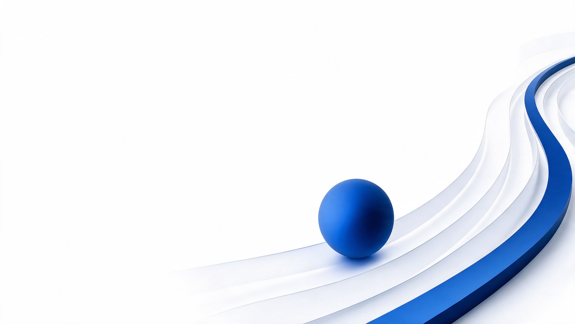 A blue sphere held steady on a white track that curves away into the distance