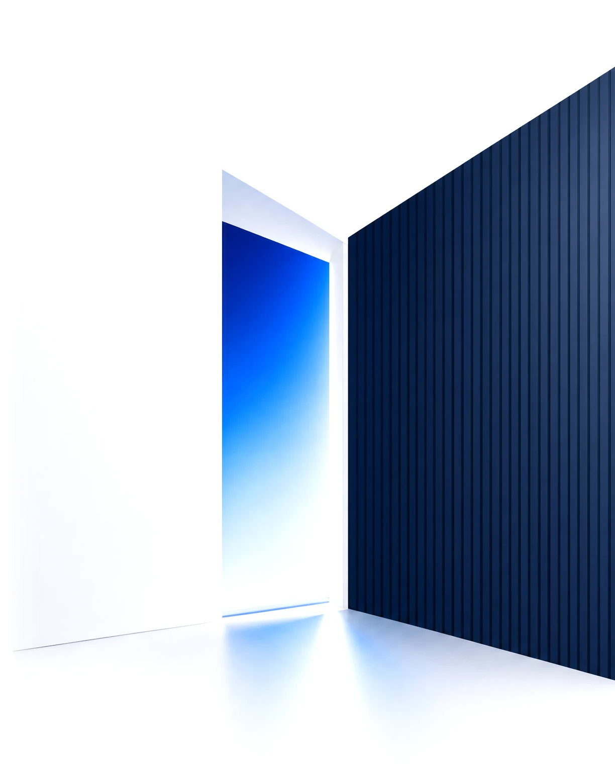 The Beyond CISO B mark embossed beside a door opening onto light