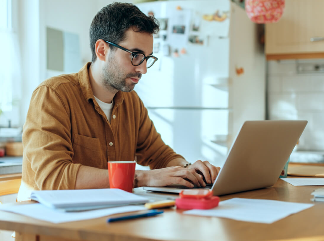 Man working at table