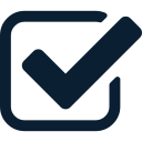 Dark blue checkmark inside a rounded square checkbox.