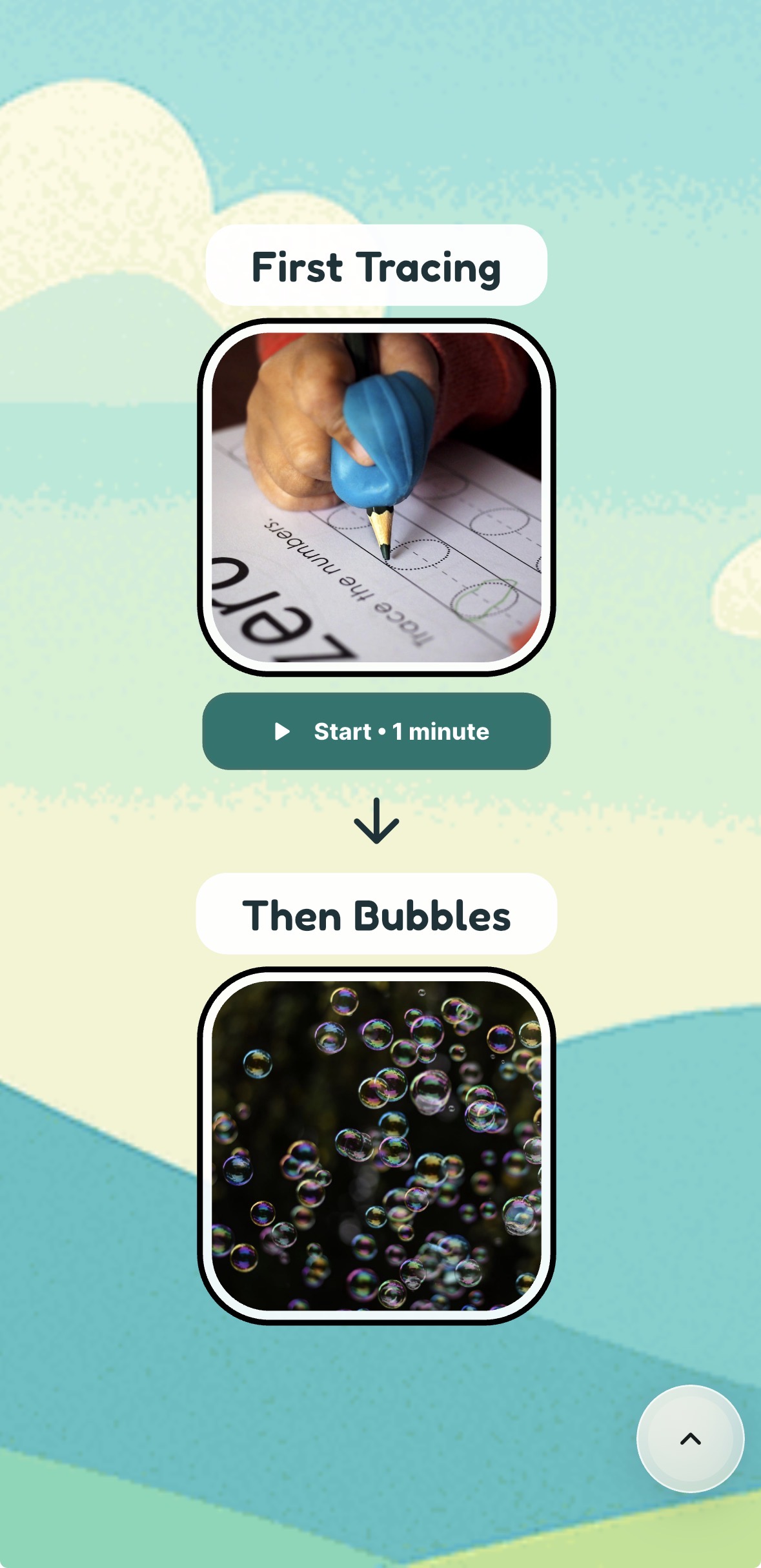 A First–Then board showing the current and next activities in the Skillberry app