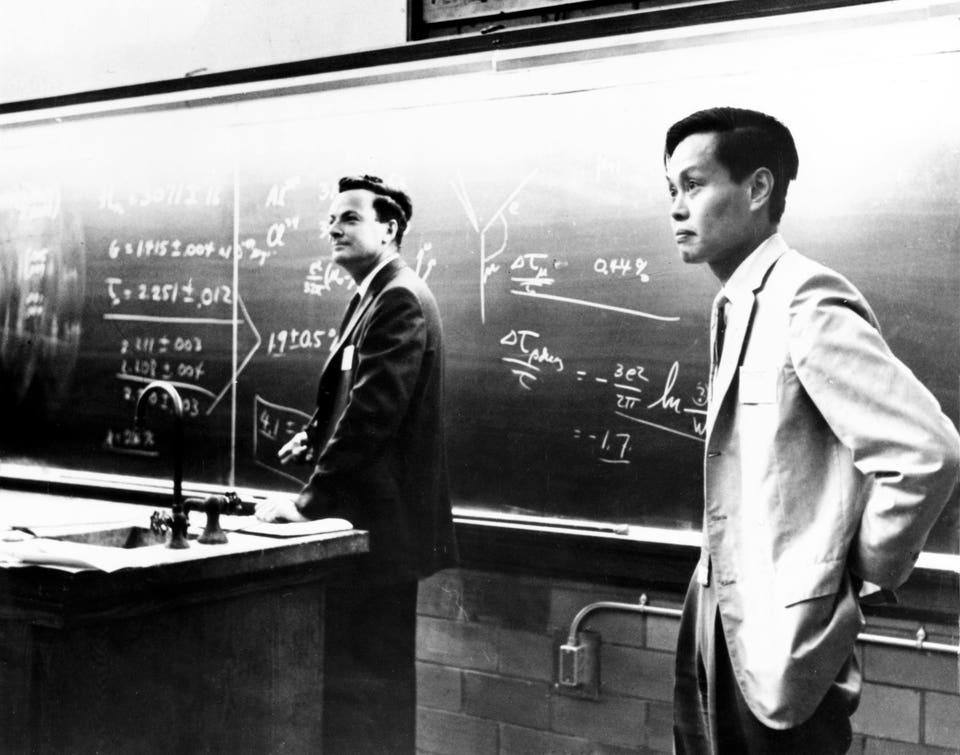 Richard Feynman with Yang Chen Ning, American physicists, c 1950s.