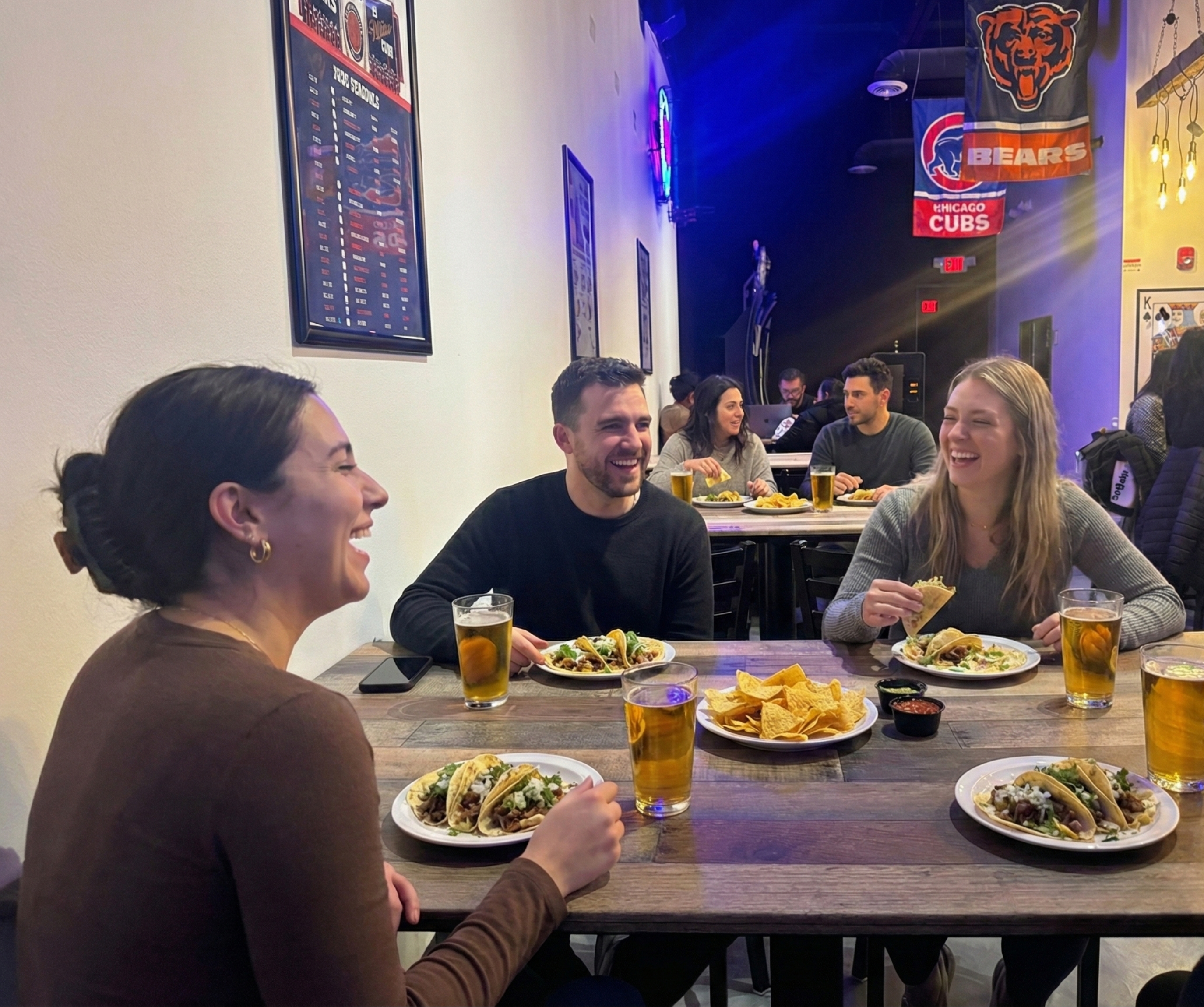 People enjoying food at Lord of Beers