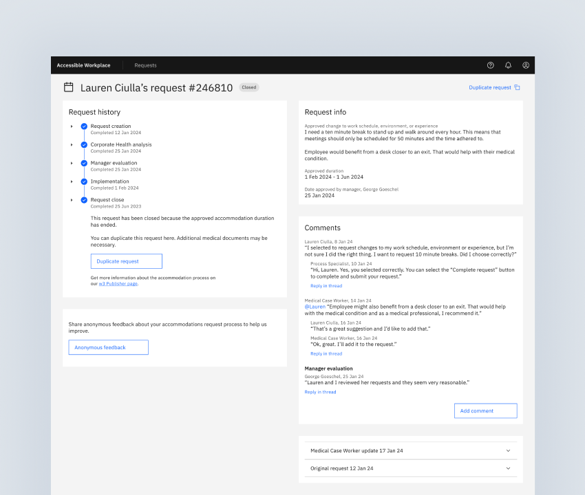 Accommodation request tool