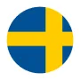 Circular icon of the Swedish flag with a blue background and yellow Nordic cross.