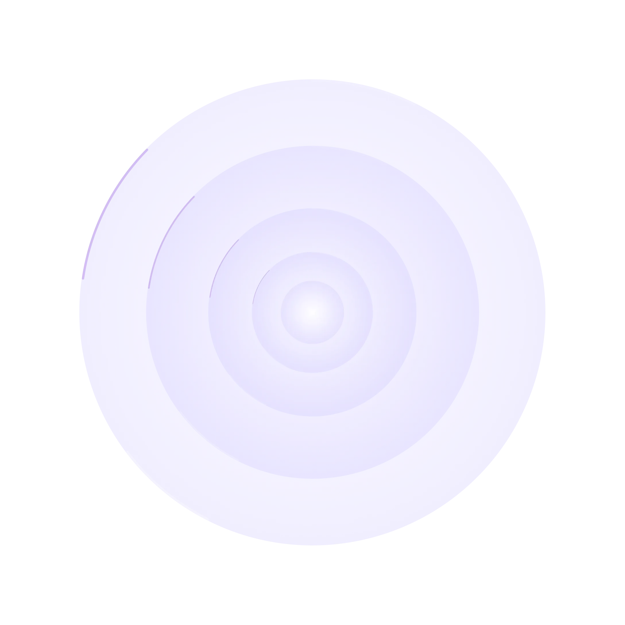 Purple circle with multiple lighter circular arcs radiating from the center on a black background.