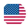 United States flag icon with 50 white stars on blue and 13 red and white stripes.