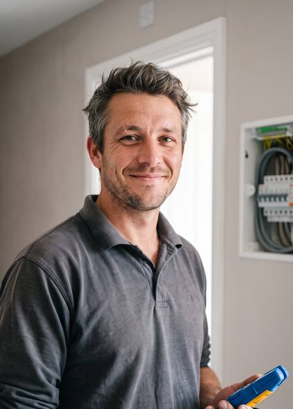 An electrician on a job