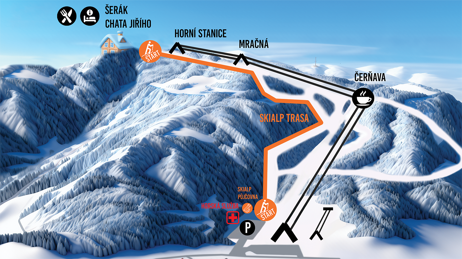 Mapa skialpové trasy
