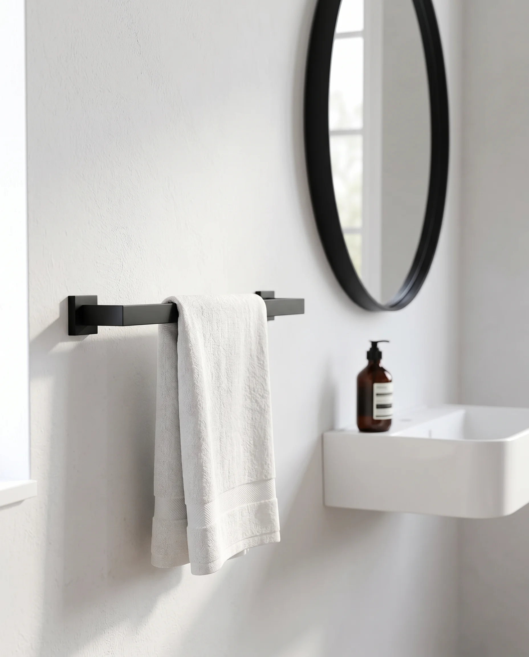 Edge matte black bathroom set in a considered interior