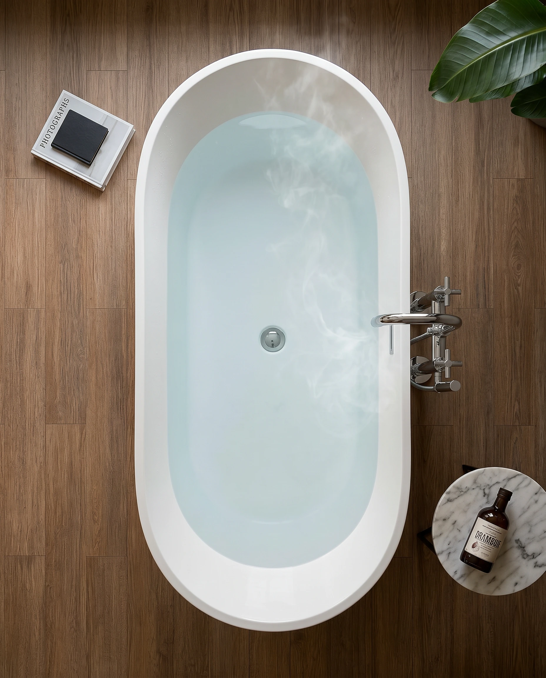 Facet bath overhead view showing the diamond exterior pattern