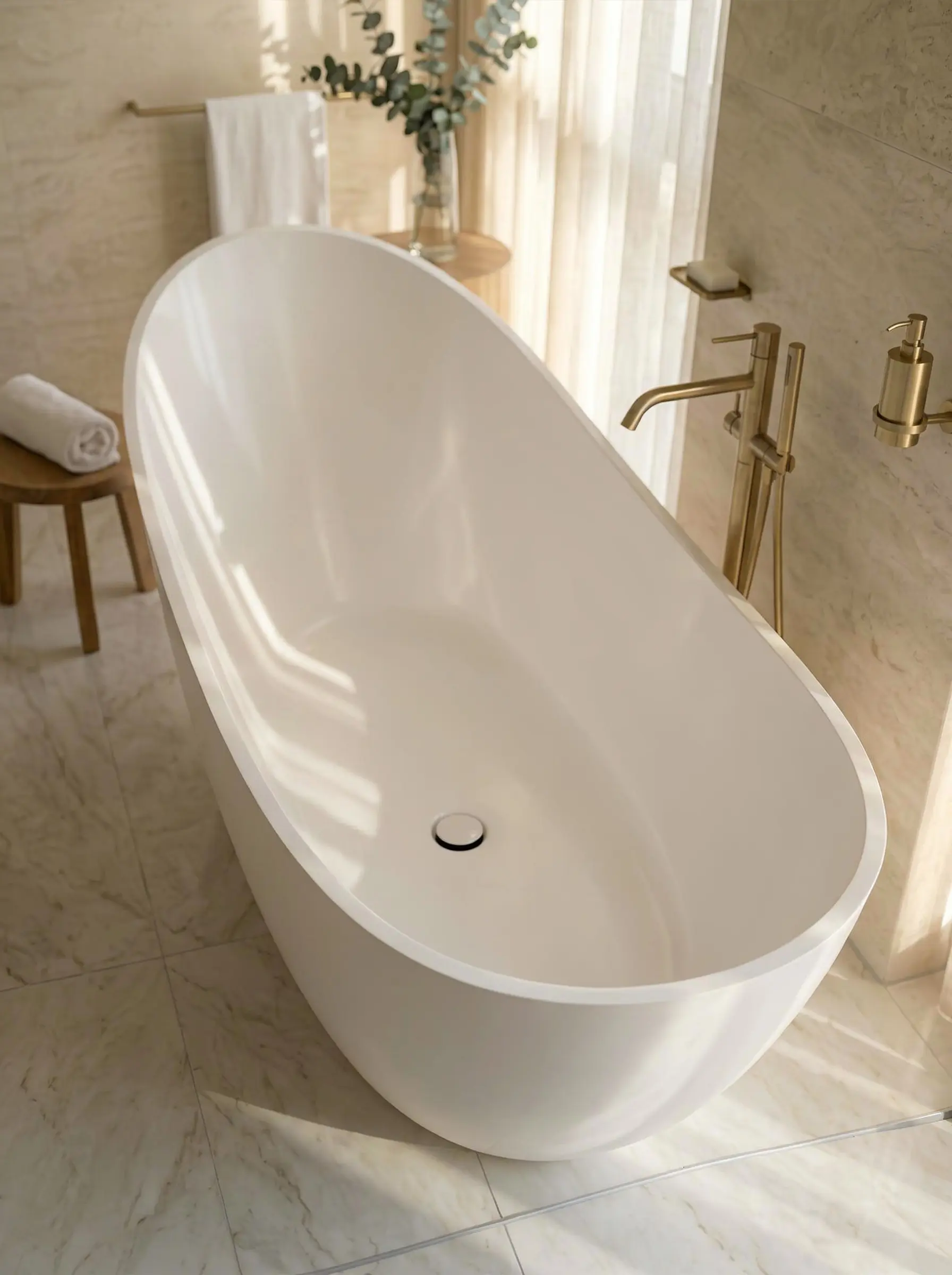 Lumen freestanding bath styled in a refined bathroom interior