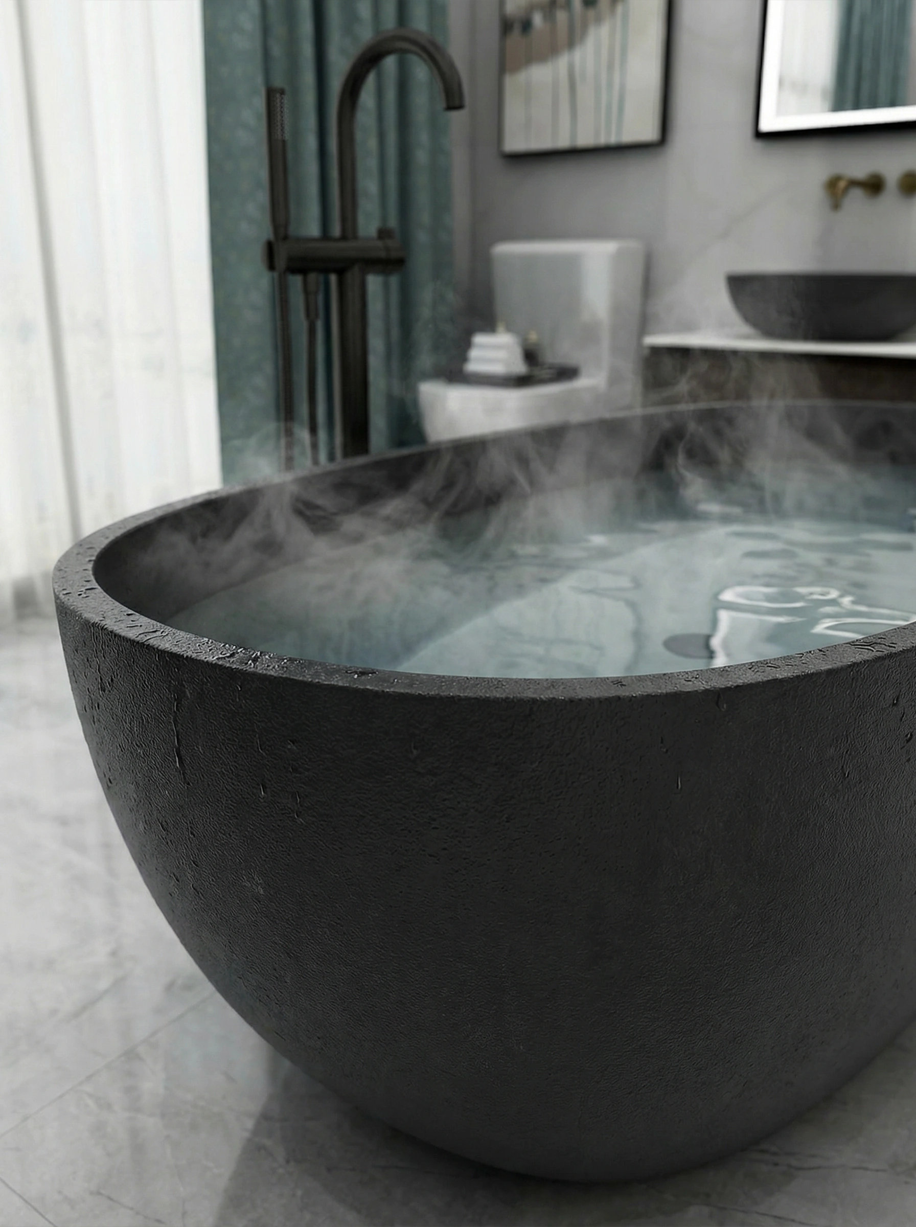 Onyx freestanding bath in deep matte black
