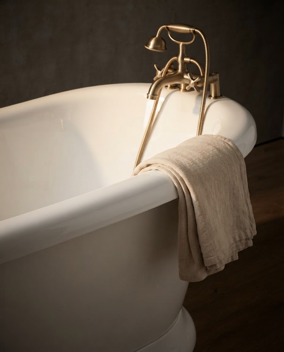 Close-up of the Ondine roll-top edge and curve