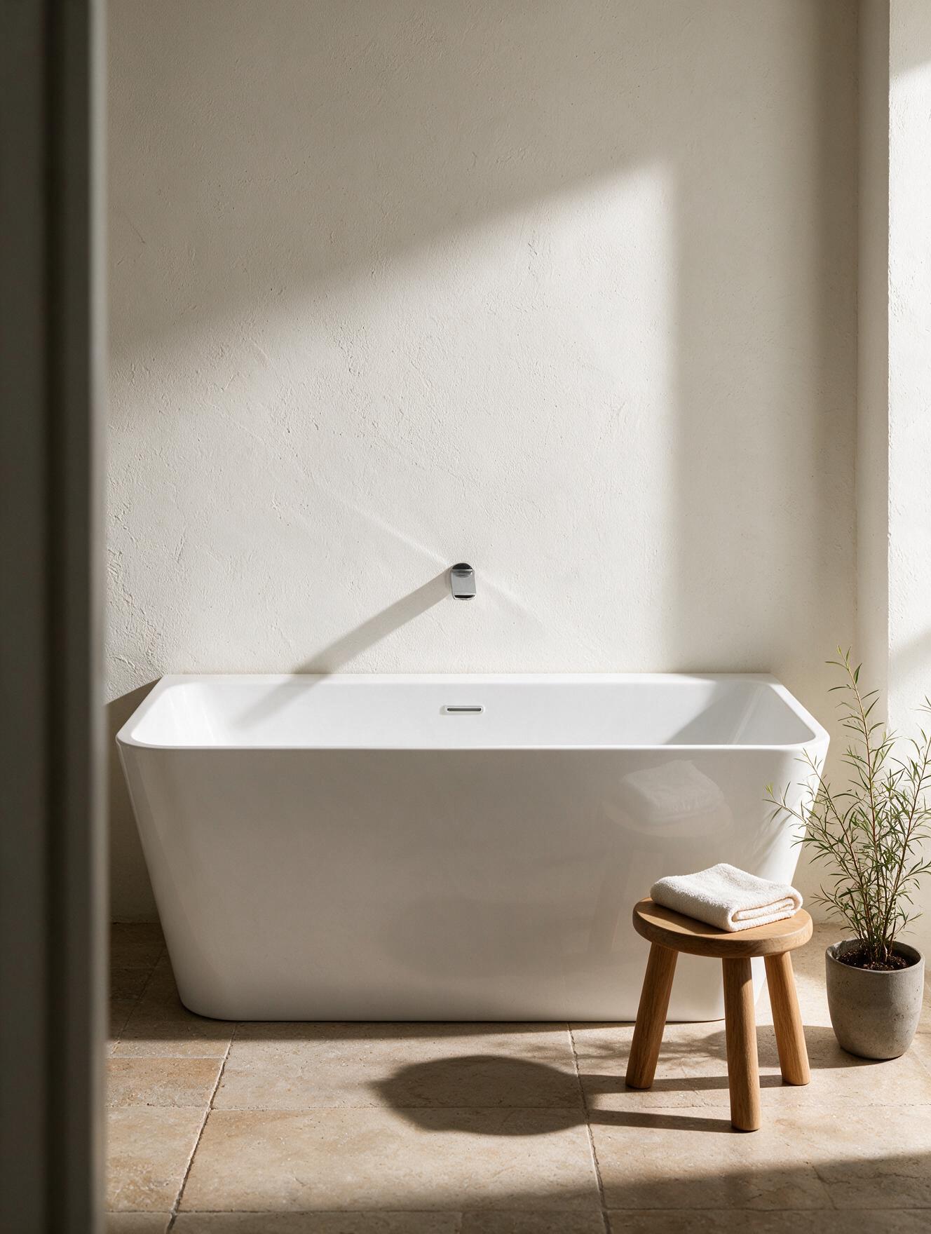 Arête bath in a small contemporary bathroom