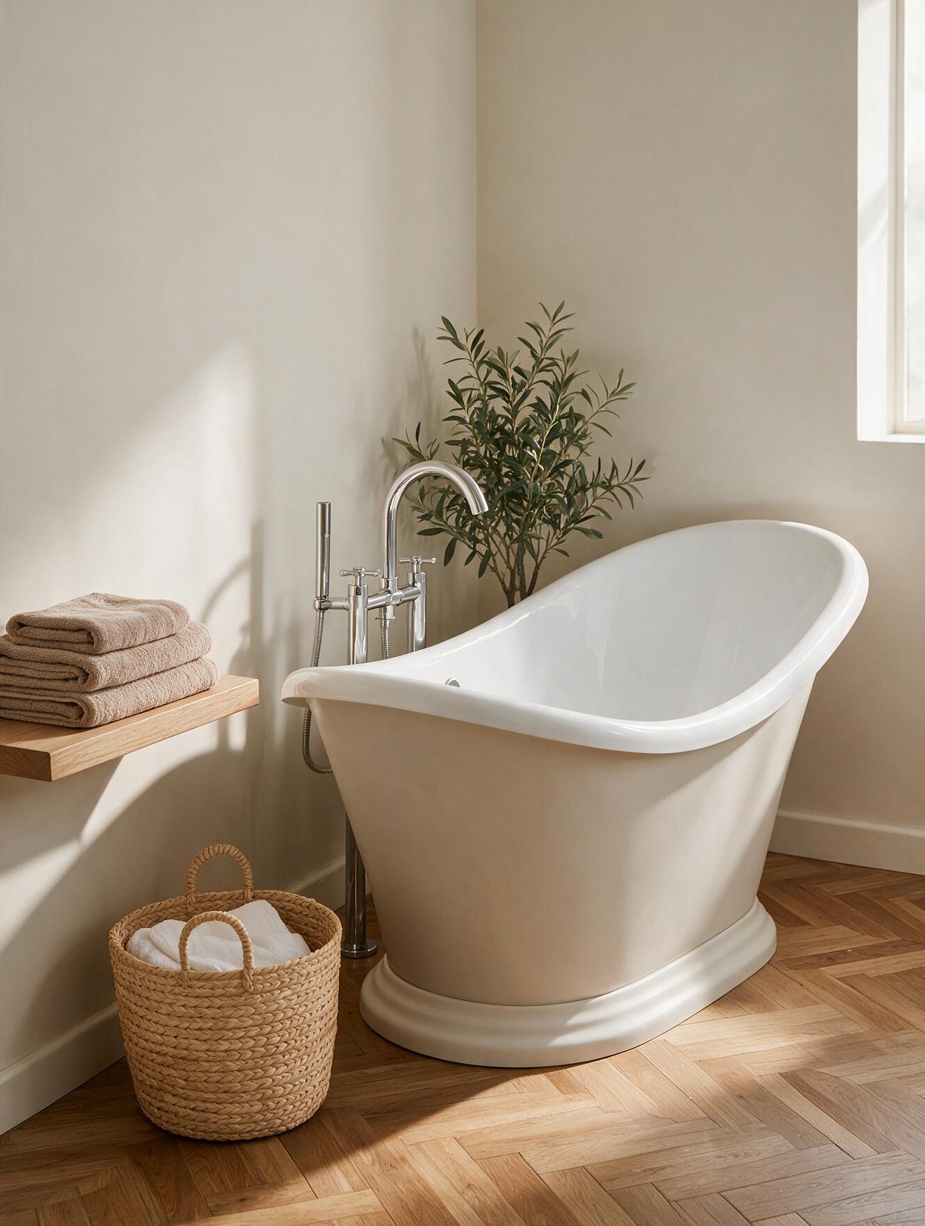 Isla bath in a small considered bathroom