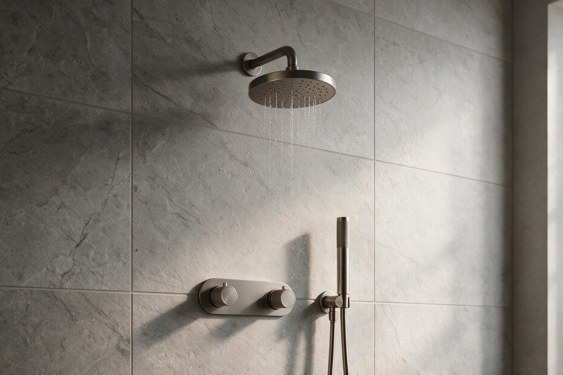 Elani Forge concealed shower system installed in a considered wet room