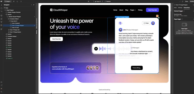Animations - CloudWhisper - Webflow Template | BRIX Templates