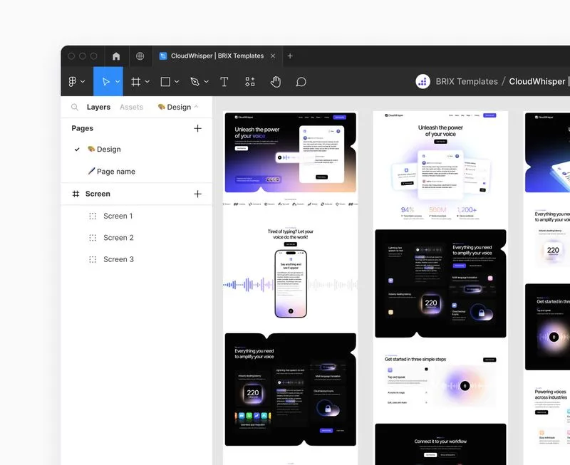 Cloudwhisper - Figma File Included - Speech To Text App Template