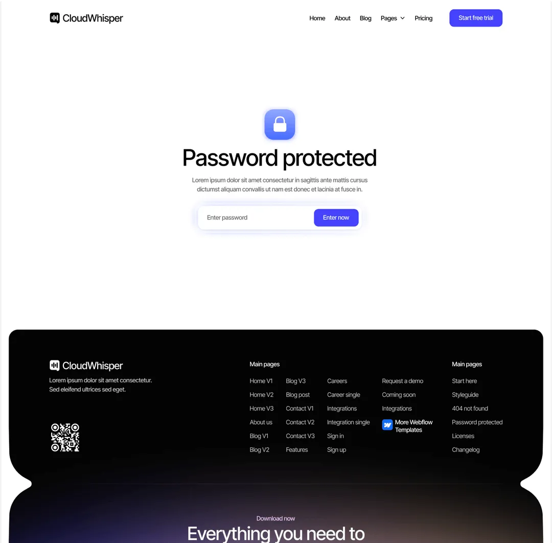 CloudWhisper - Password Protected Page - Speech To Text App Webflow Template