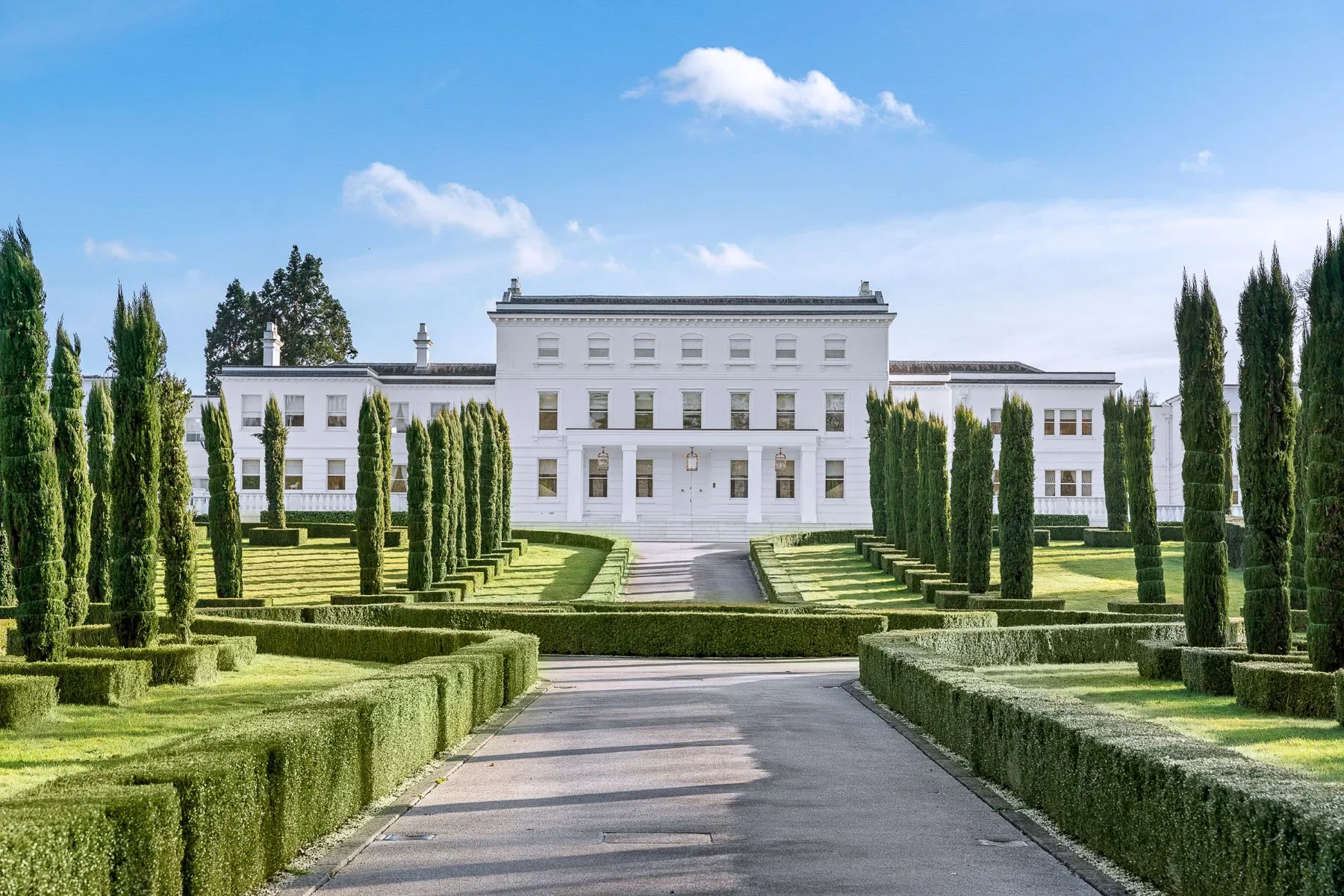 Aerial view of Wentworth Place private estate in Surrey, England