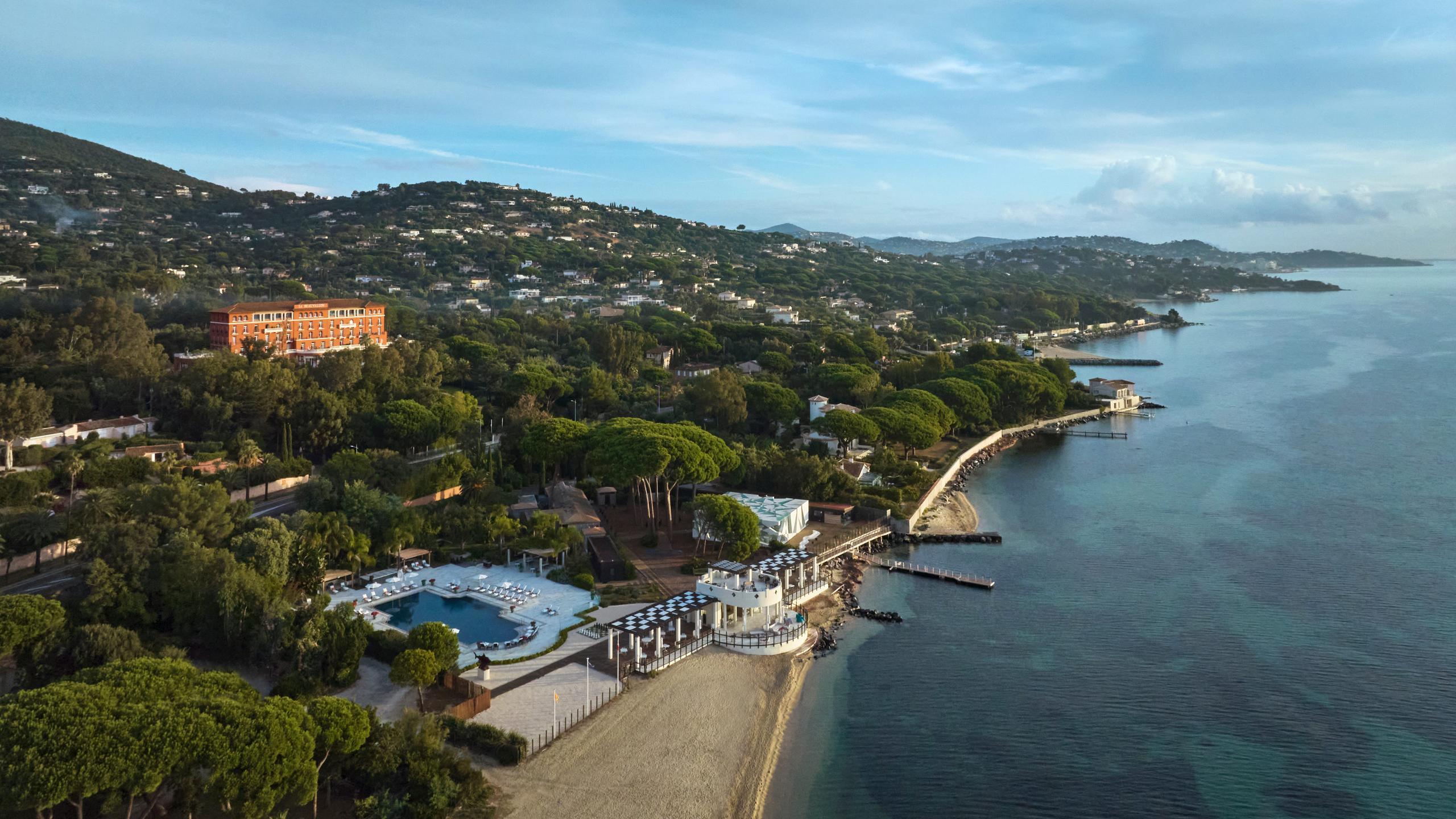Aerial view of COMO Le Beauvallon luxury hotel on the seafront of Saint-Tropez, opening in 2026