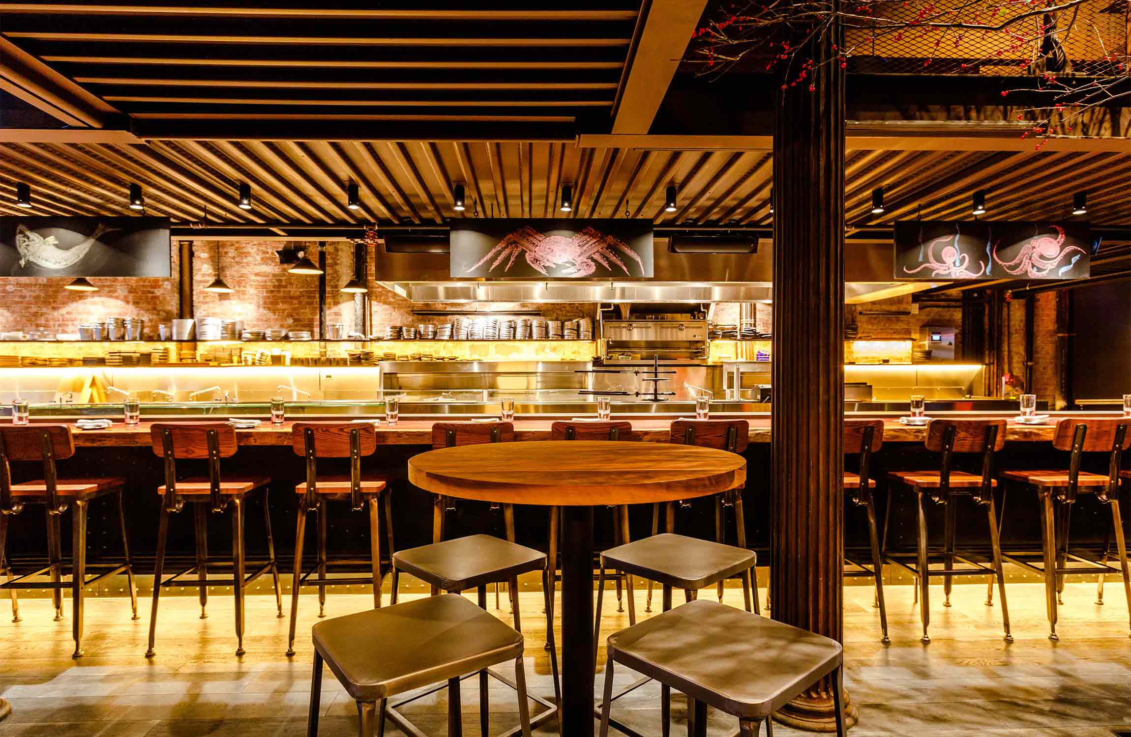 Masa New York luxury omakase sushi restaurant interior featuring exclusive counter dining in Manhattan