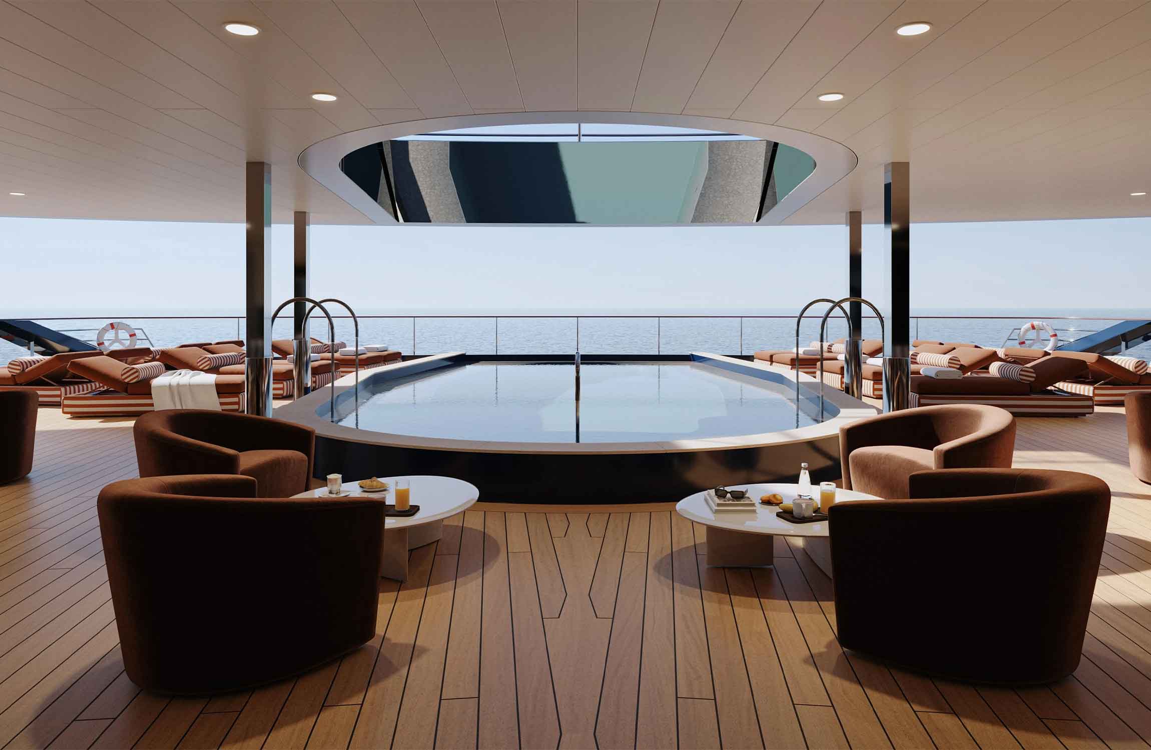 Orient Express Corinthian luxury yacht pool deck interior