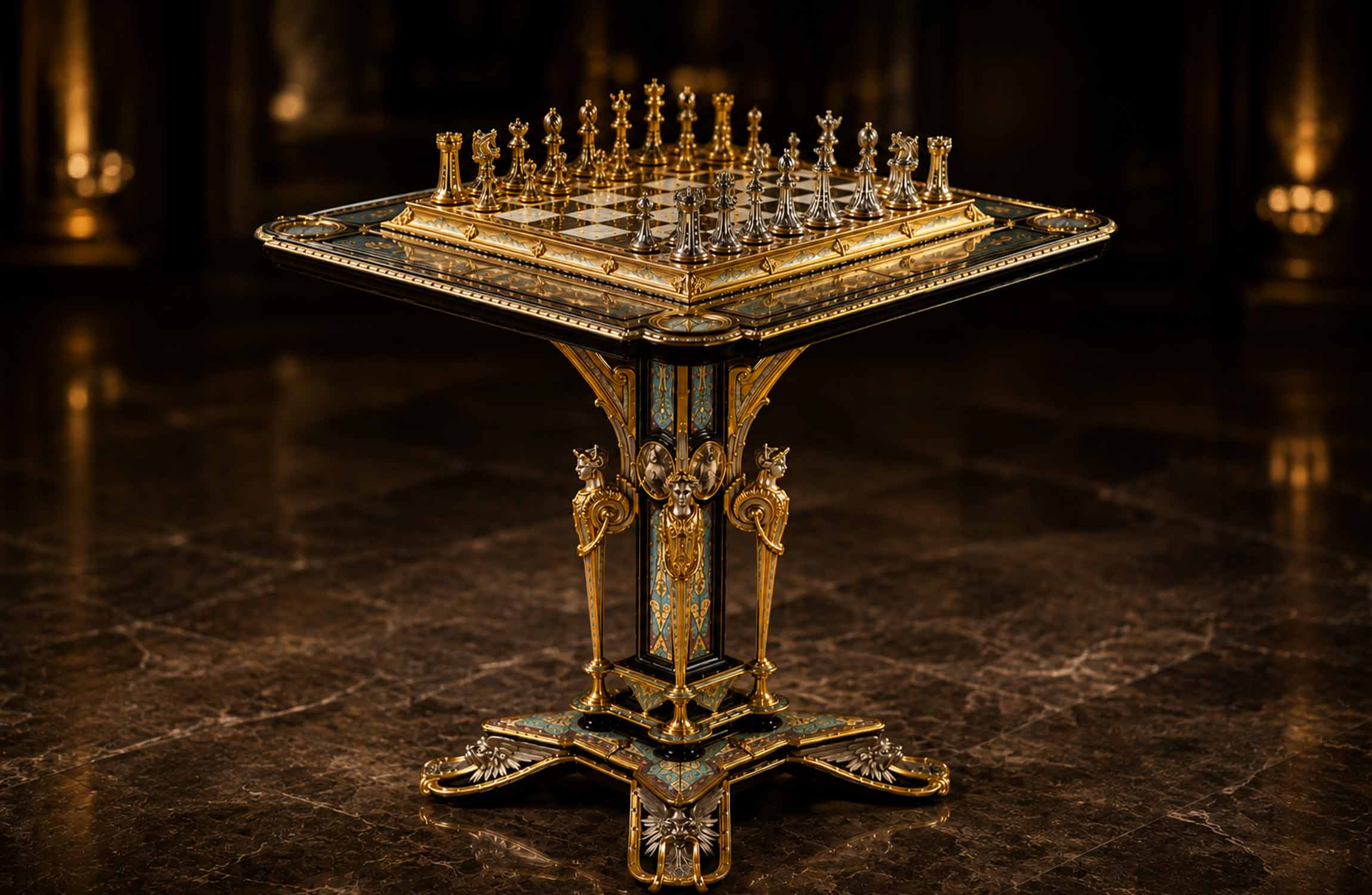 The Emperor’s Chess Table made for Tsar Alexander II, an ornate 19th-century luxury chess setThe Emperor’s Chess Table made for Tsar Alexander II, an ornate 19th-century luxury chess set