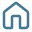 Icon of a house with a curved path leading to the door.
