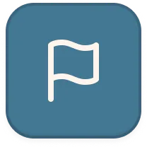 White flag icon on a rounded square blue background.
