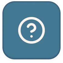 White question mark inside a circle on a blue rounded square background.