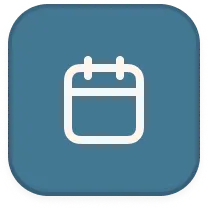 White calendar icon on a blue rounded square background.