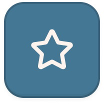 White outlined star icon centered on a rounded square blue button background.