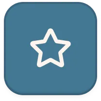 White outlined star icon centered on a rounded square blue button background.